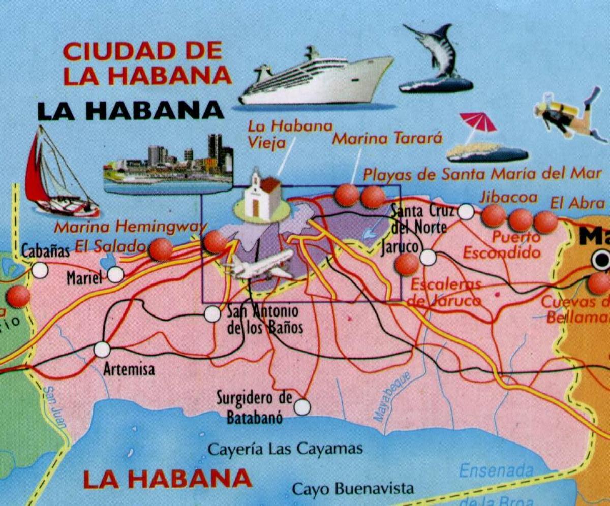 harta e Havana plazhet